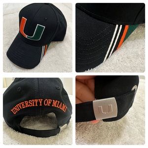 University of Miami Black Embroidered Logo Baseball Hat Cap